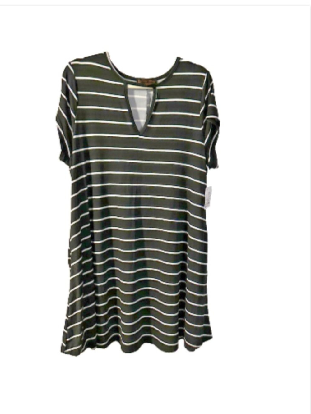 Coco and Shay Dress Womens 3X Striped Keyhole Choker Neck Pockets Cap Sleeve NWT